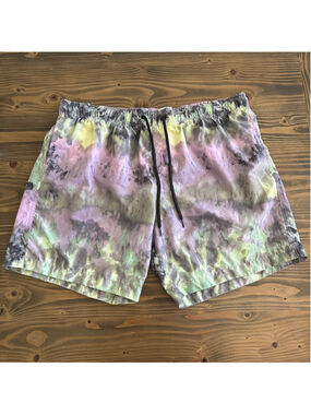 H&M Tie Dye Swim Trunks XL Purple Green Beach Board Shorts Mens